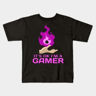 Its Ok Im A Gamer Pink Kids T-Shirt